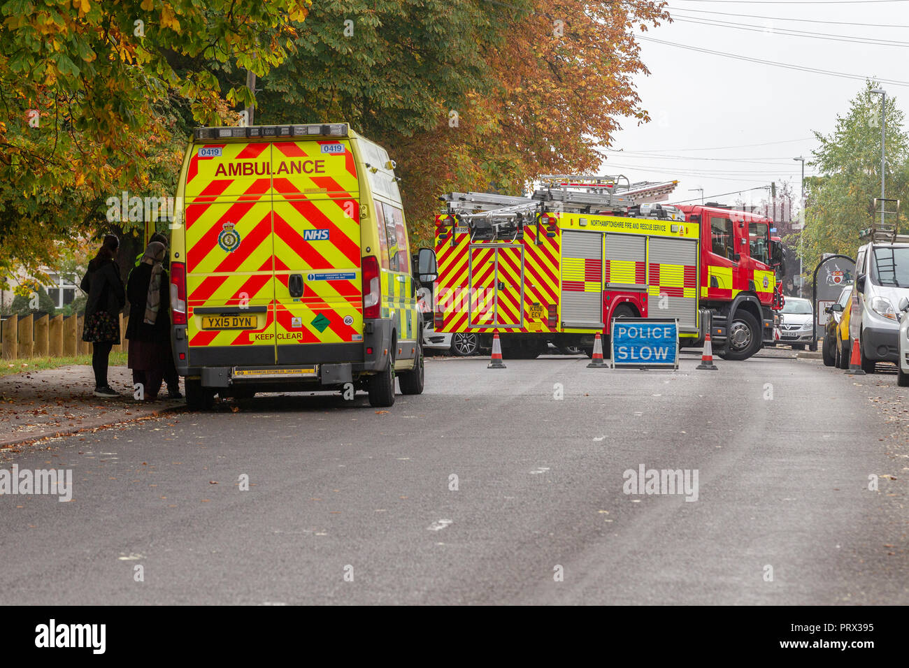 Northampton. U.K. 5th October 2018, Road traffic accident on Park Ave