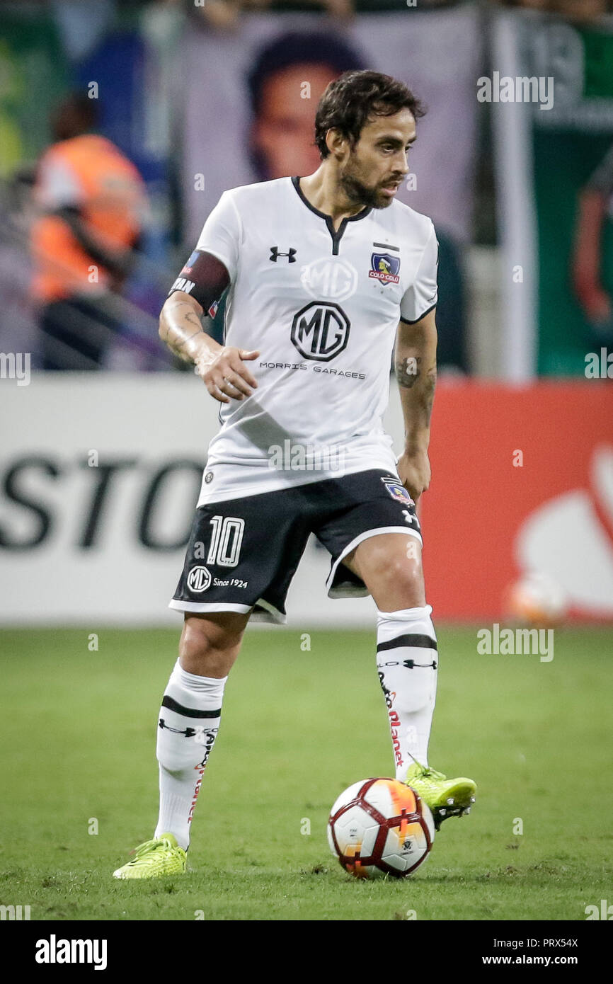 Sao Paulo, Brazil. 03rd Oct, 2018. Jorge Luis Valdivia Toro during the  match between Palmeiras vs. Colo-Colo (CHI), validated by the Copa  Libertadores 2018, at the Allianz Parque stadium in Sao Paulo.