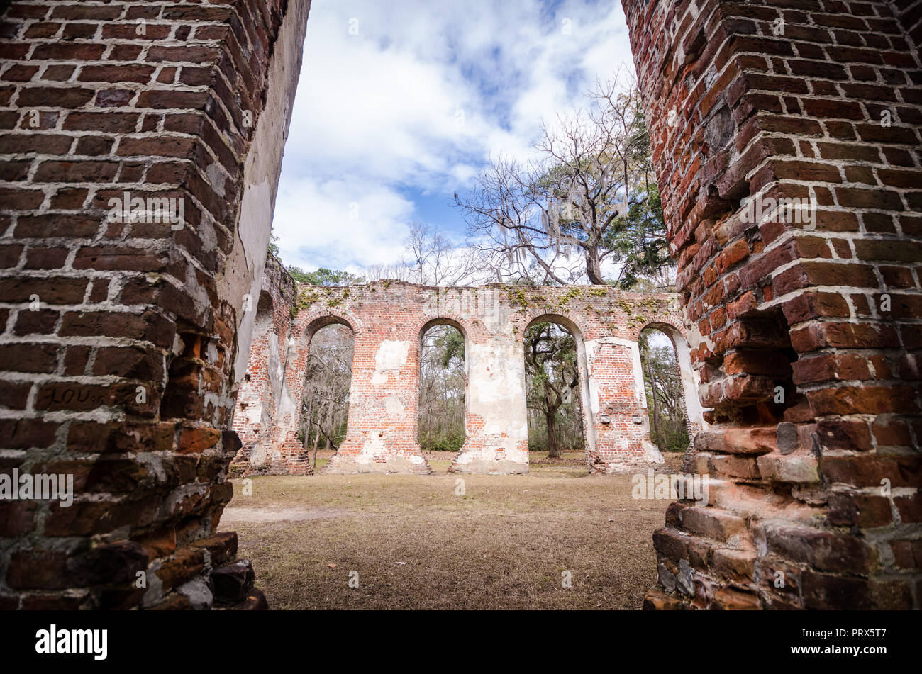 Old Sheldon Church ruins in Yemassee South Carolina, church is from the
