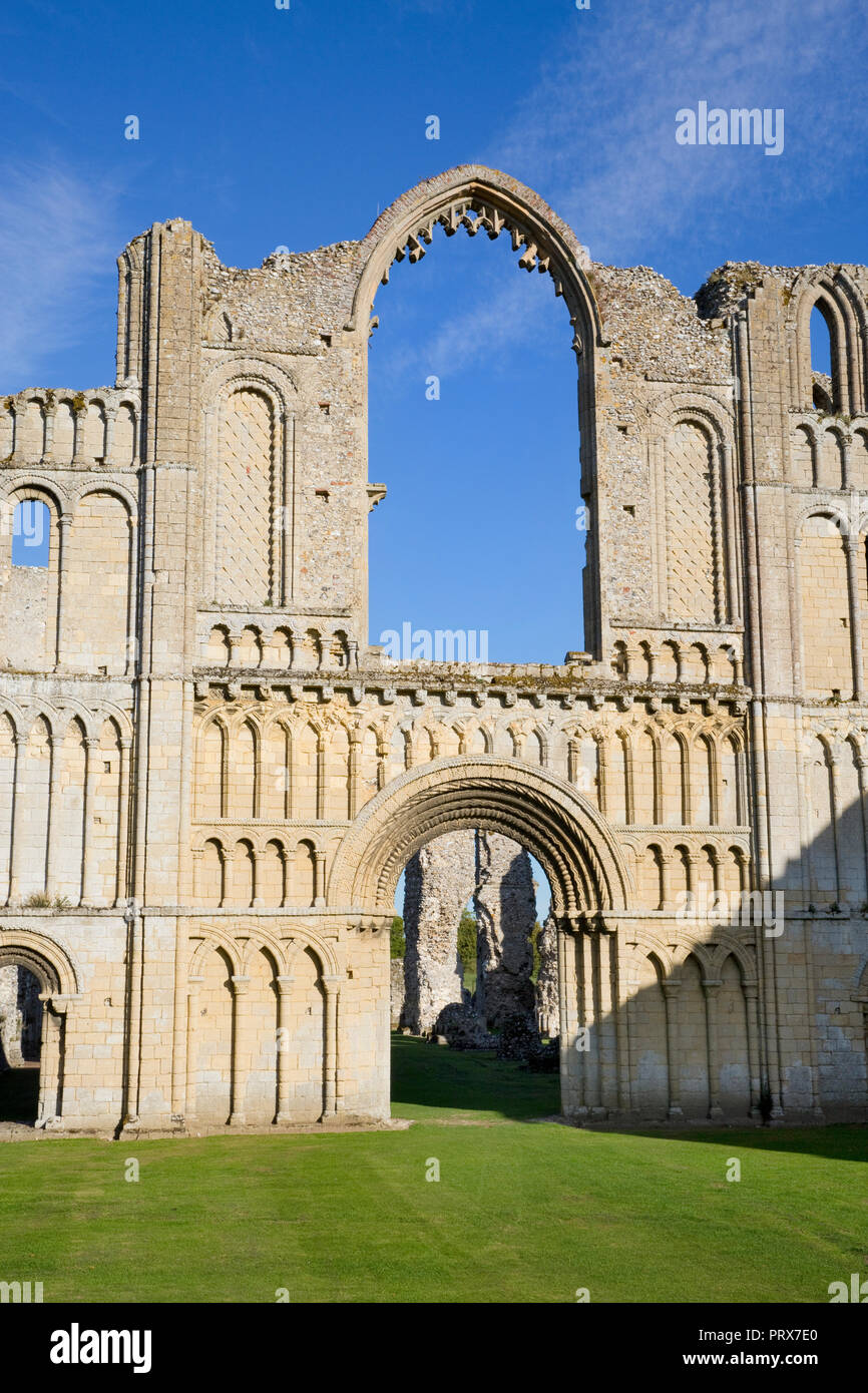 The remains of the West Front at Castle Acre Priory, Norfolk, United Kingdom. The Priory declined following the Suppression of the Monasteries in 1537 Stock Photo