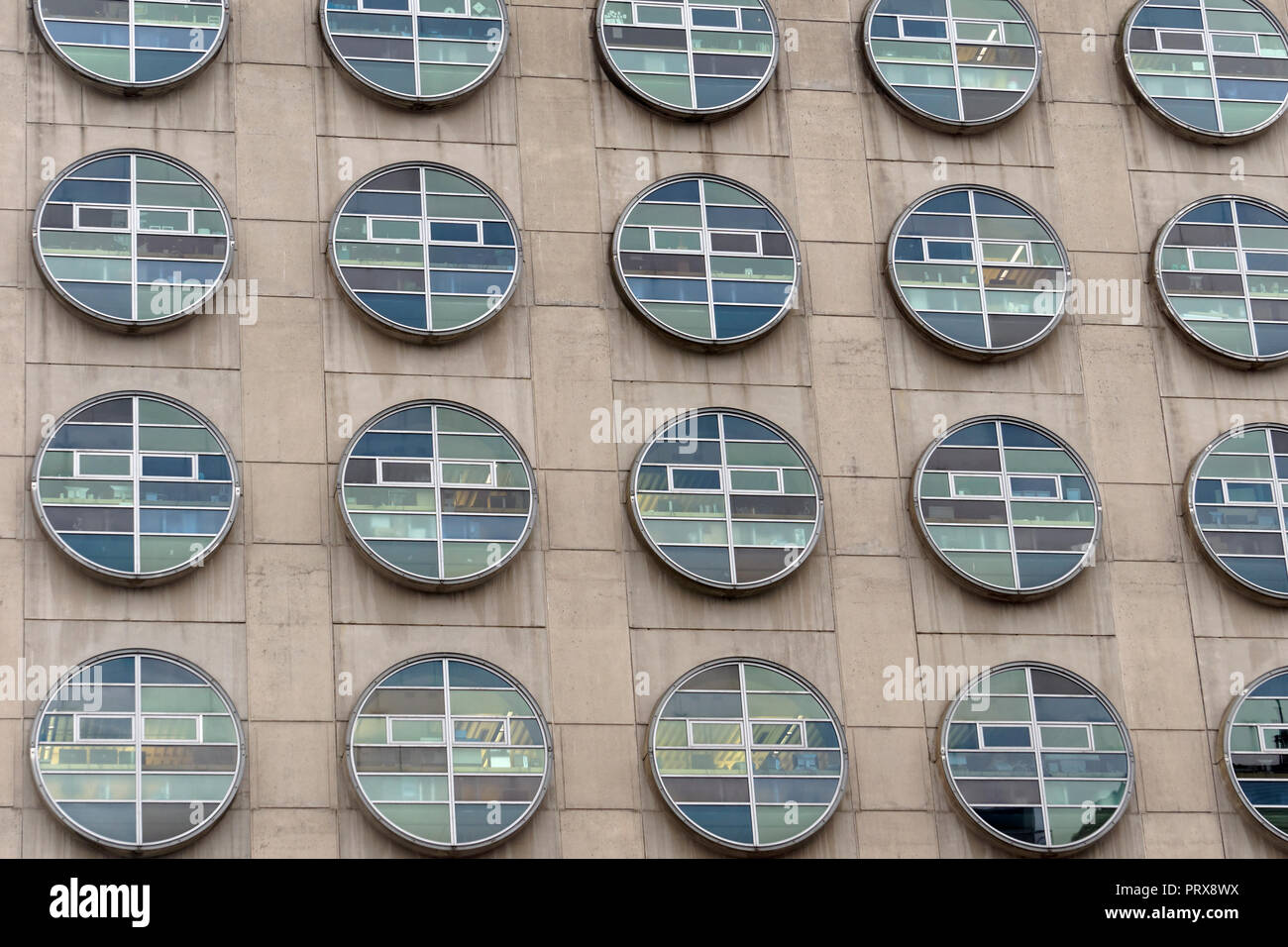 Circular widows of the BC Cancer Research Centre building in Vancouver, BC, Canada Stock Photo