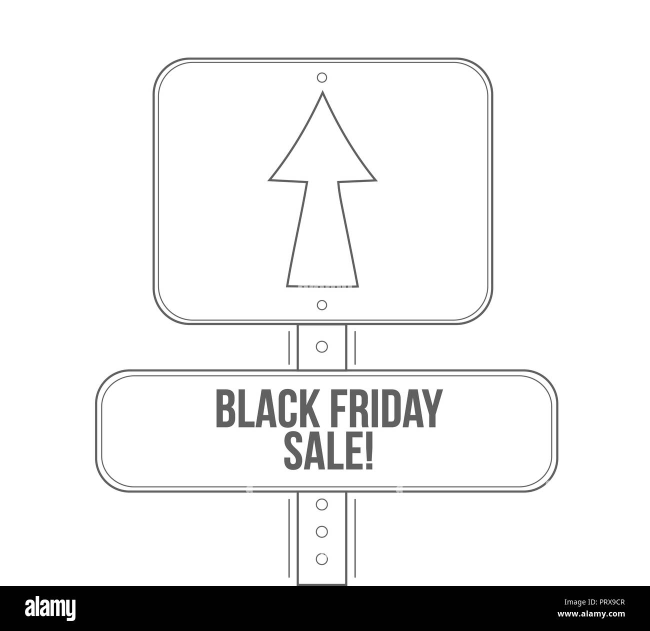 Black Friday sale line street sign isolated over a white background Stock Photo