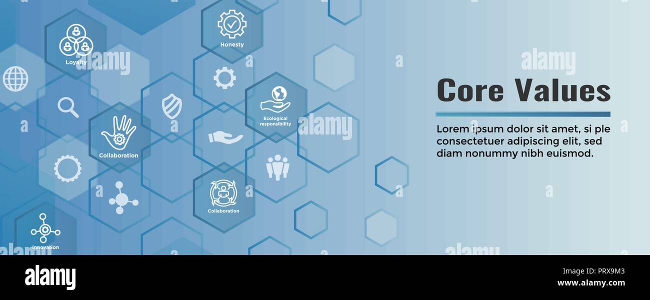 Core Values Web Header Banner image - Integrity, Mission, etc Icon Set ...