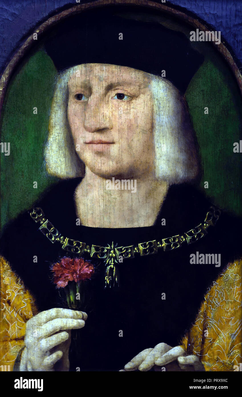 Portrait of the Holy Roman Emperor Maximilian I 1459-1519 Germany (  Roman-German King, and from 1508 emperor of the Holy Roman Empire). painter Joos van Cleve 1487-1541 Dutch the Netherlands Stock Photo