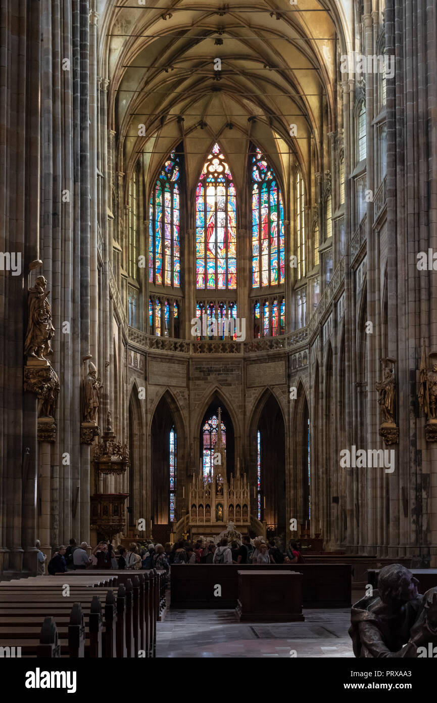 Interior of St. Vitus Gothic Cathedral in Praque, Czech Republic Stock ...