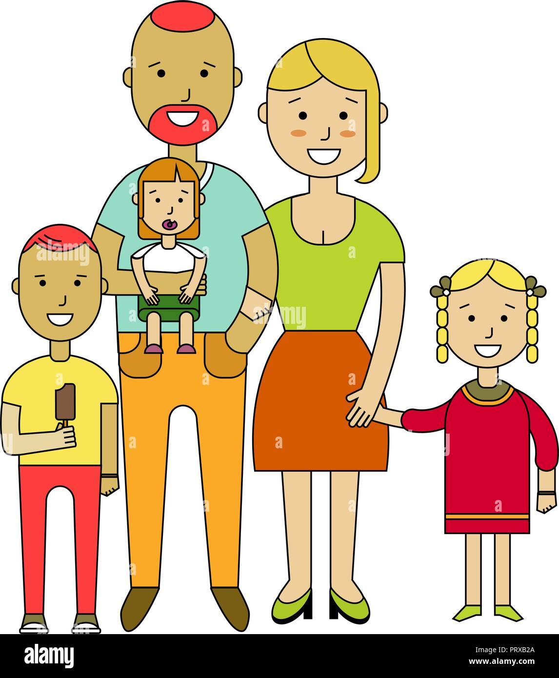Happy family. Father, mother and children together. Vector ...