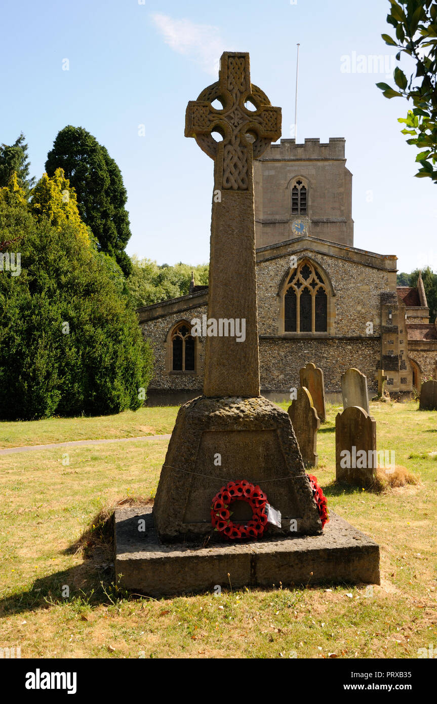 Two War Memorials stand in the churchyard of St Mary’s church, Northchurch, Hertfordshire. Stock Photo