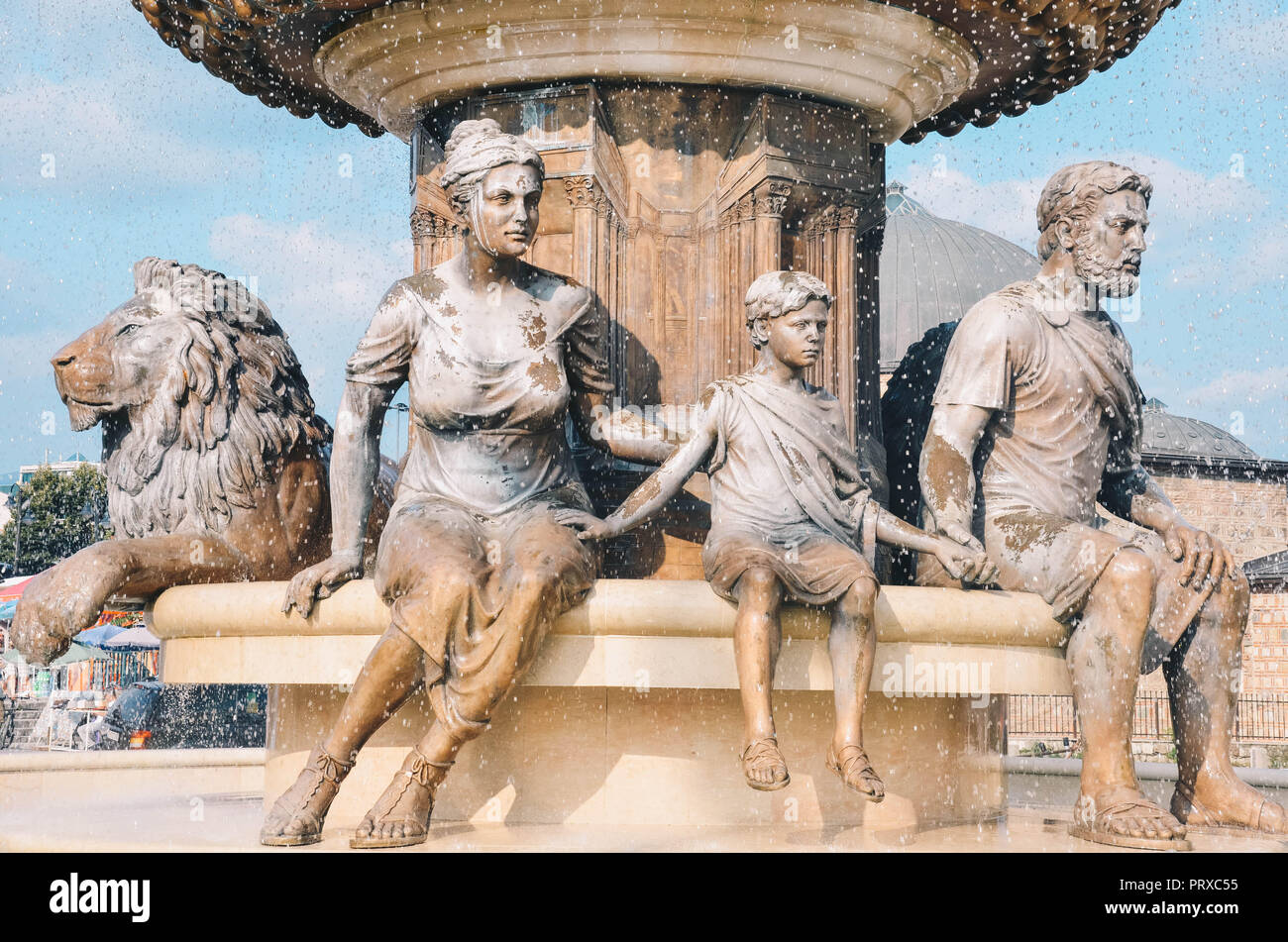 Base of the statue of Philip II of Macedon, Skopje, Republic of Macedonia, September 2018 Stock Photo