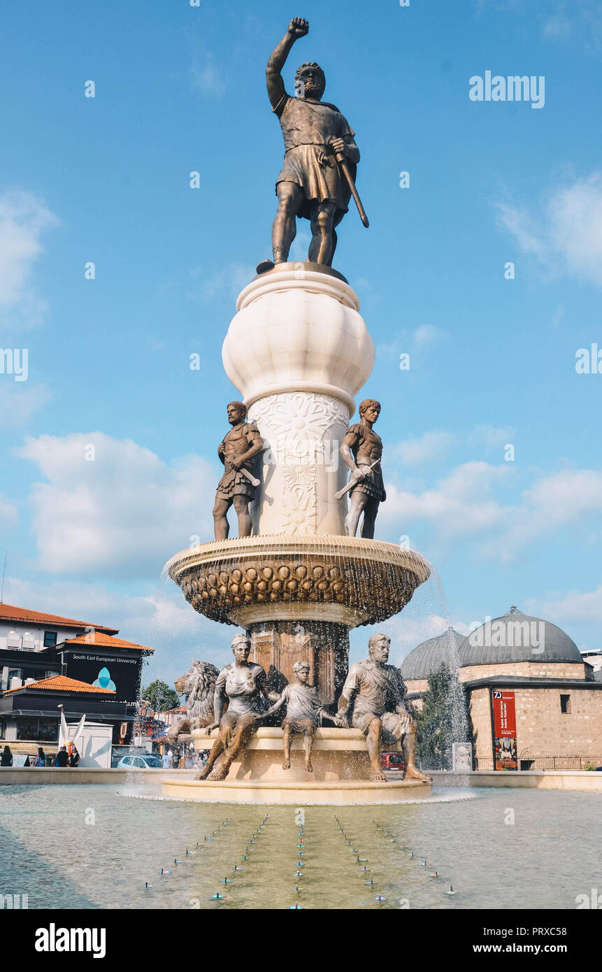 Statue of Philip II of Macedon, Skopje, Republic of Macedonia, September 2018 Stock Photo