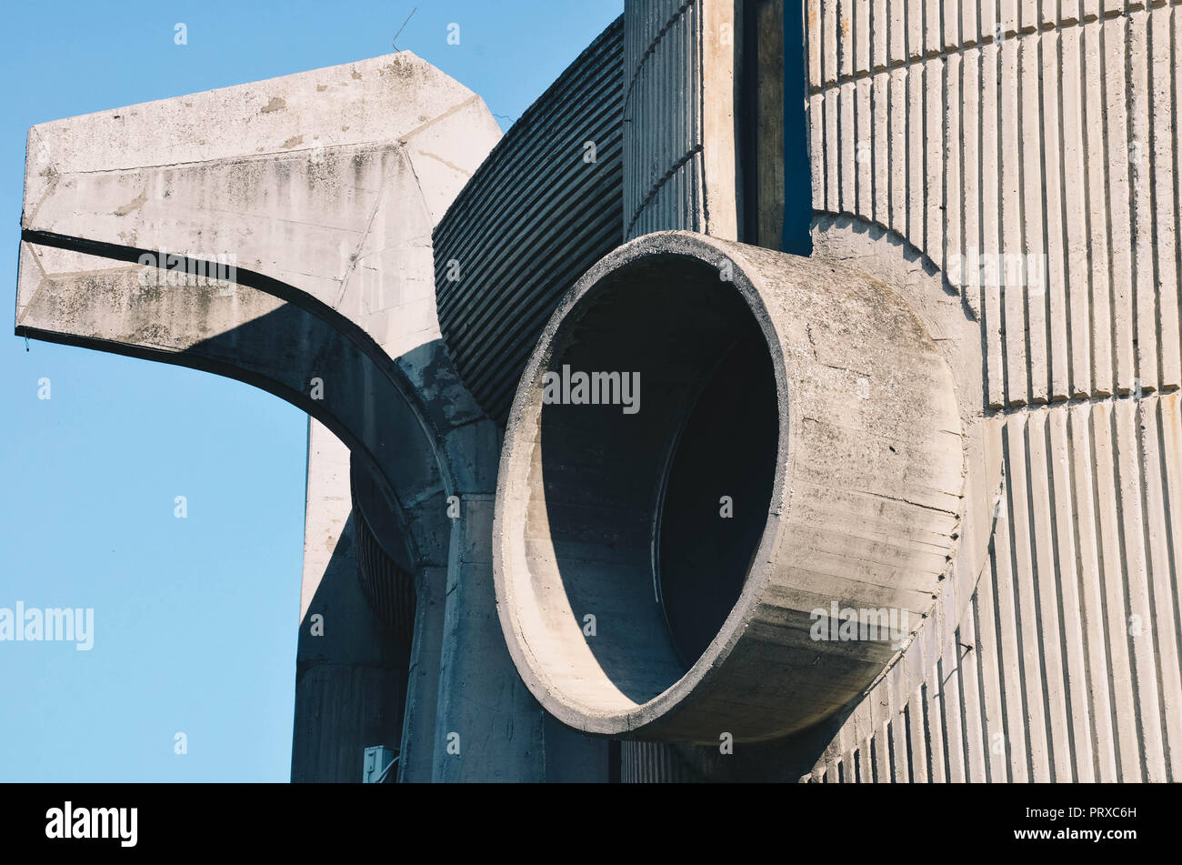 Detail of Central Post Office (built 1982, architect Janko Konstantinov), Skopje, Republic of Macedonia, September 2018 Stock Photo