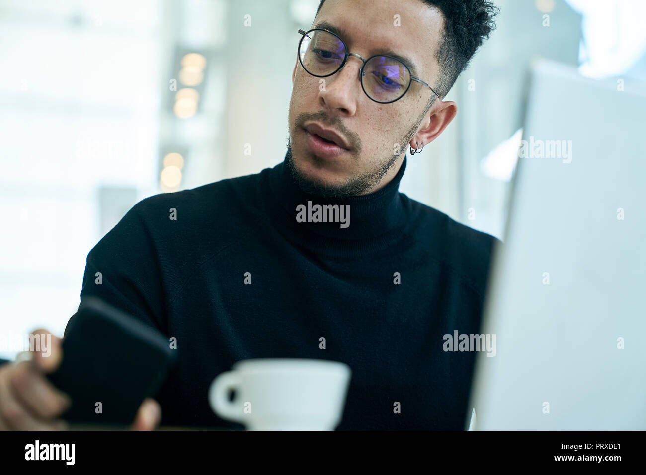 Businessman using smartphone Stock Photo