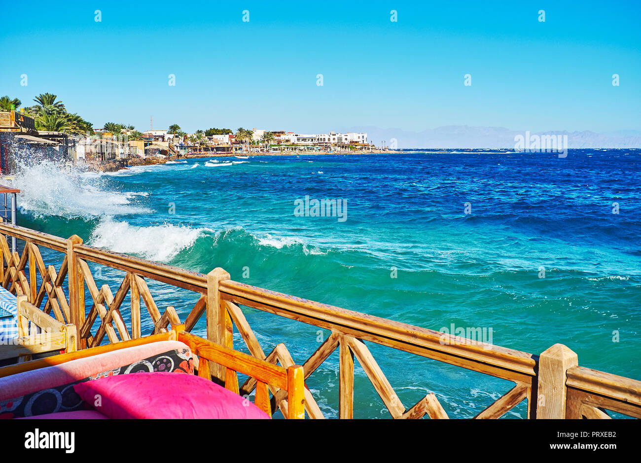 Watch the strong foaming waves on Aqaba Gulf, enjoying free time in