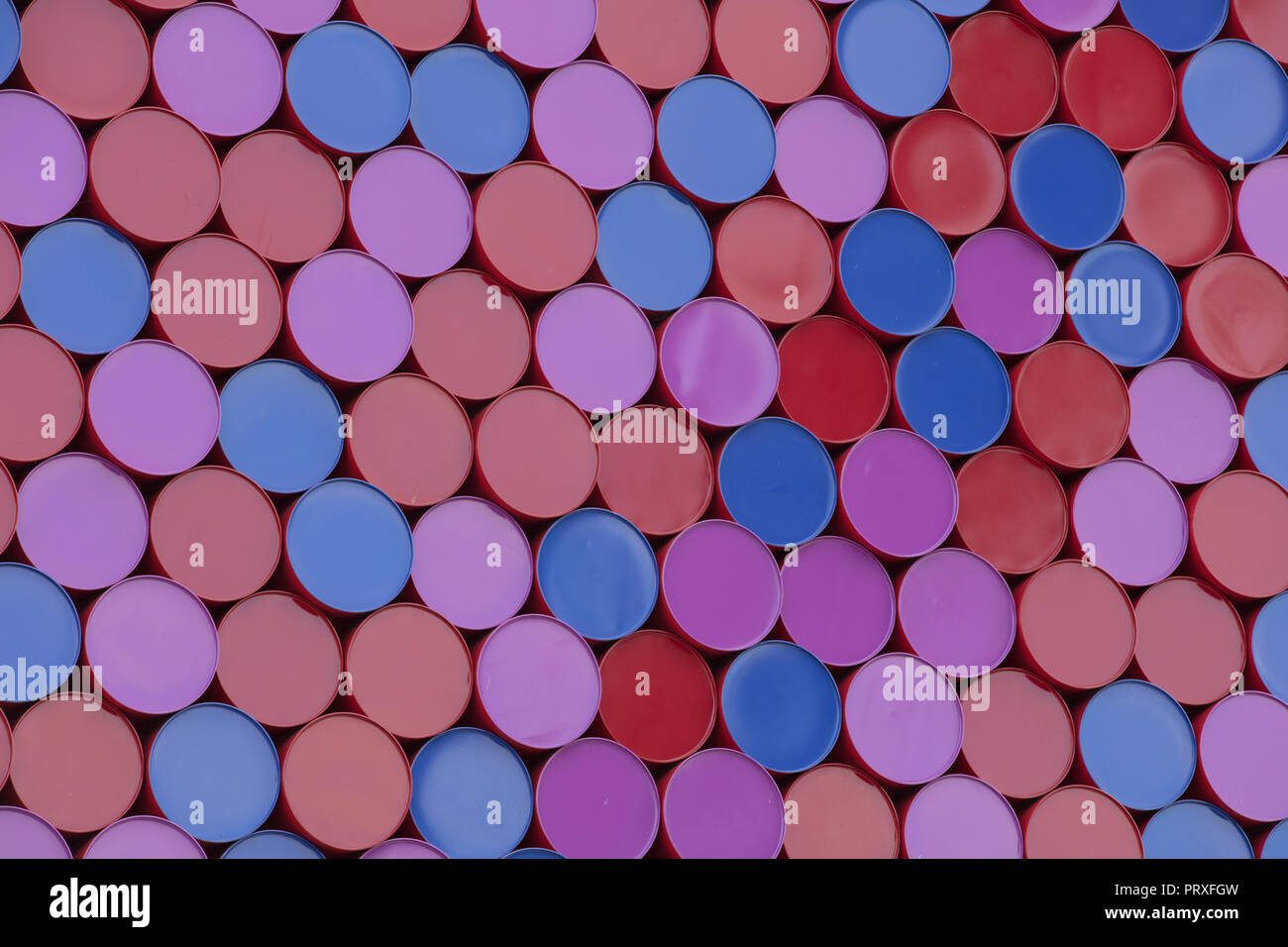 Colourful circular patterns formed by stacking high in the air empty ...