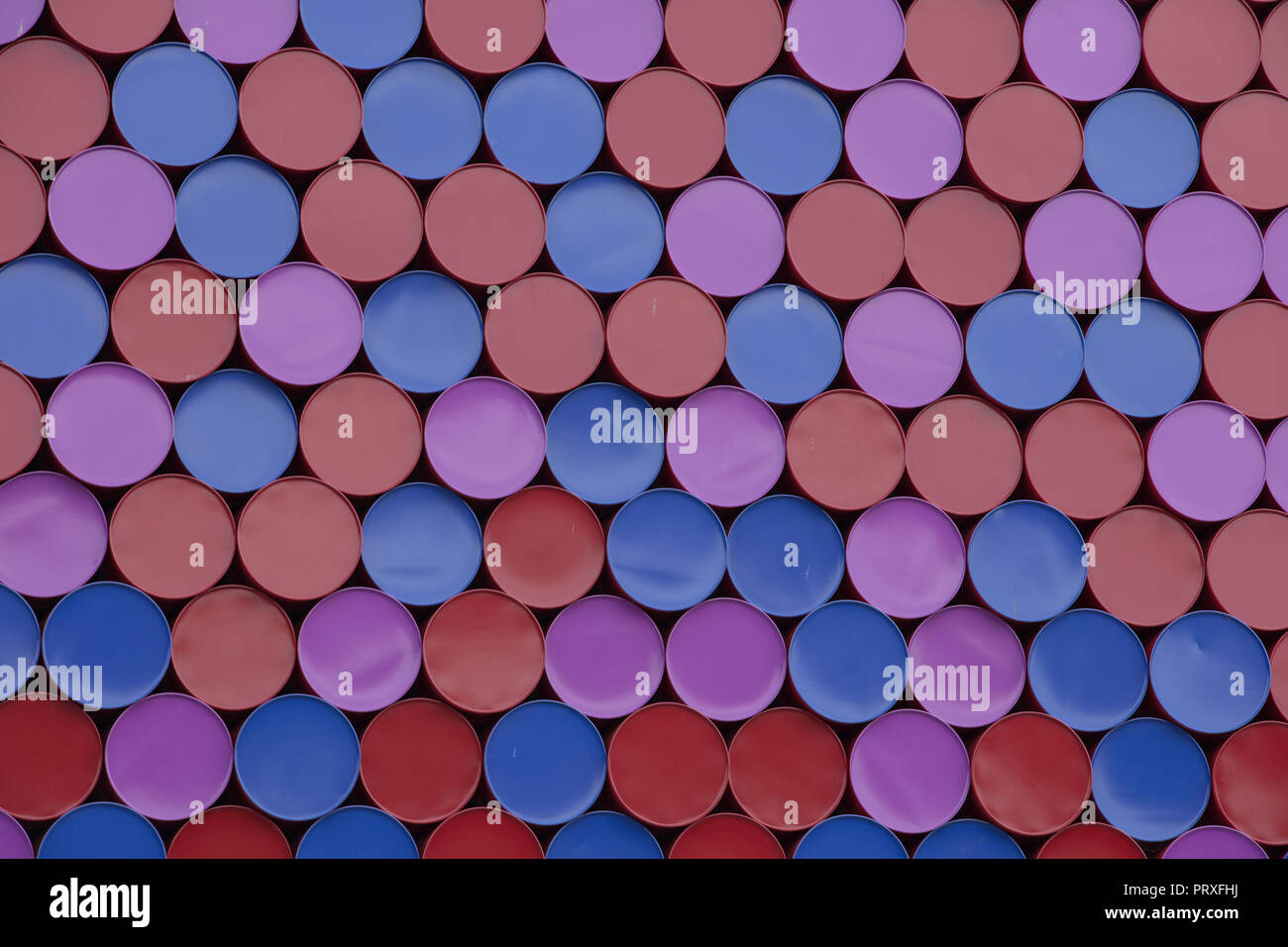 Colourful circular patterns formed by stacking high in the air empty ...