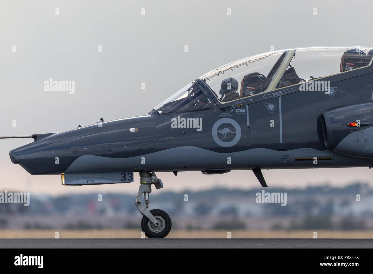Royal Australian Air Force (RAAF) BAE Hawk 127 lead in fighter trainer aircraft A27-33. Stock Photo