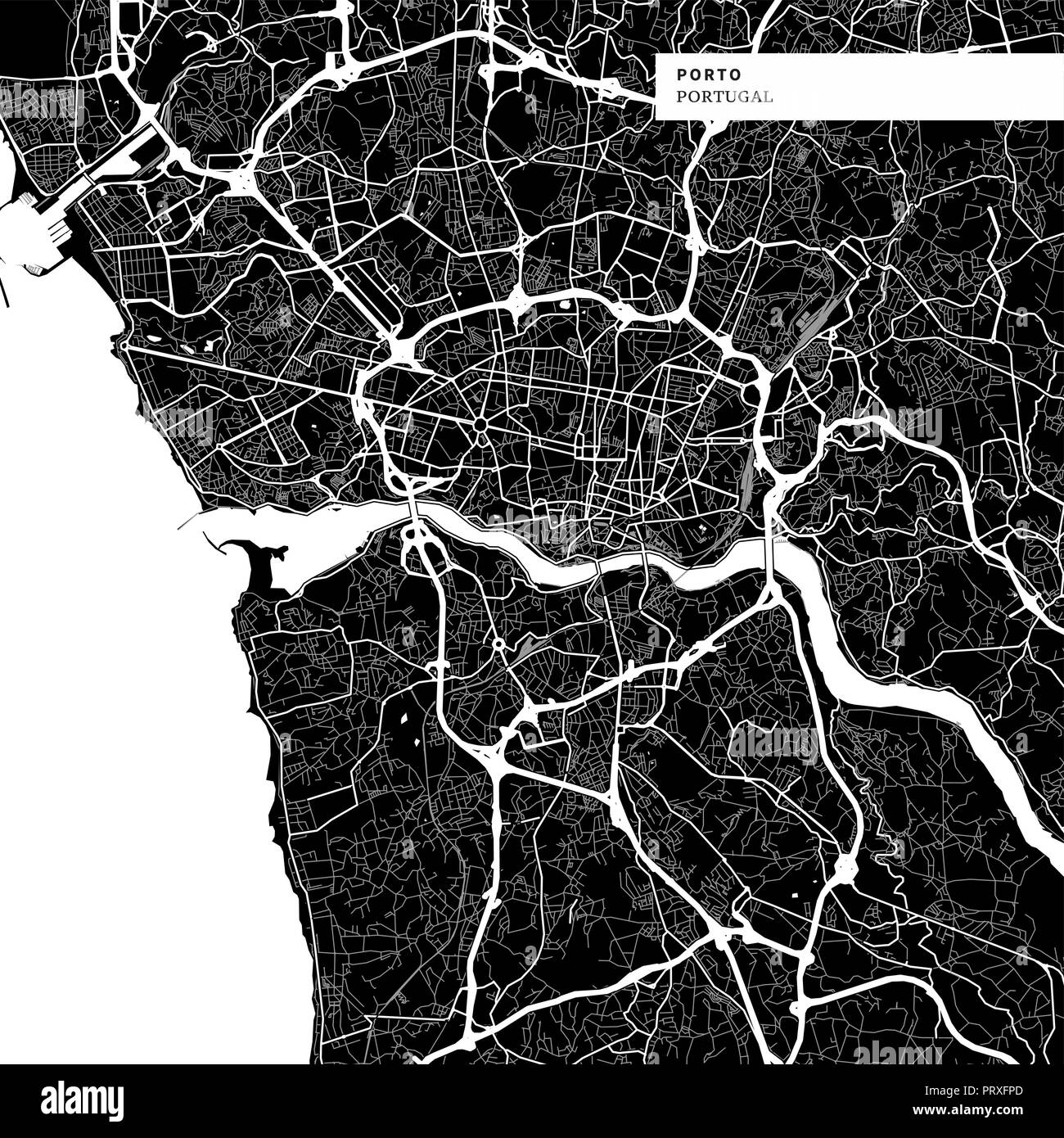 Portugal Map Administrative Divisions and Roads Stock Vector - Illustration  of background, porto: 145582001