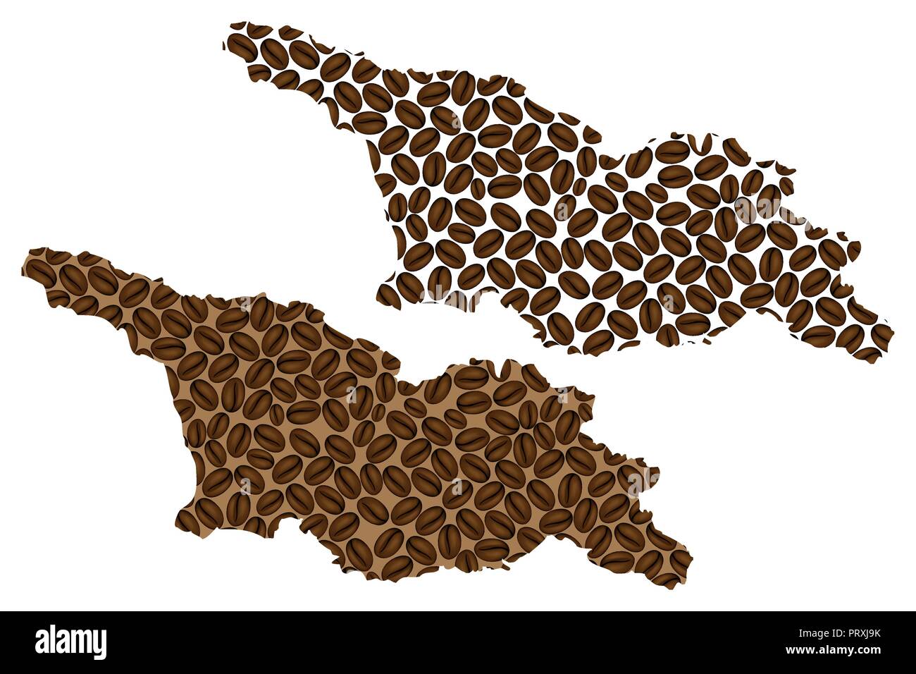 (country) map of coffee bean, map made of coffee