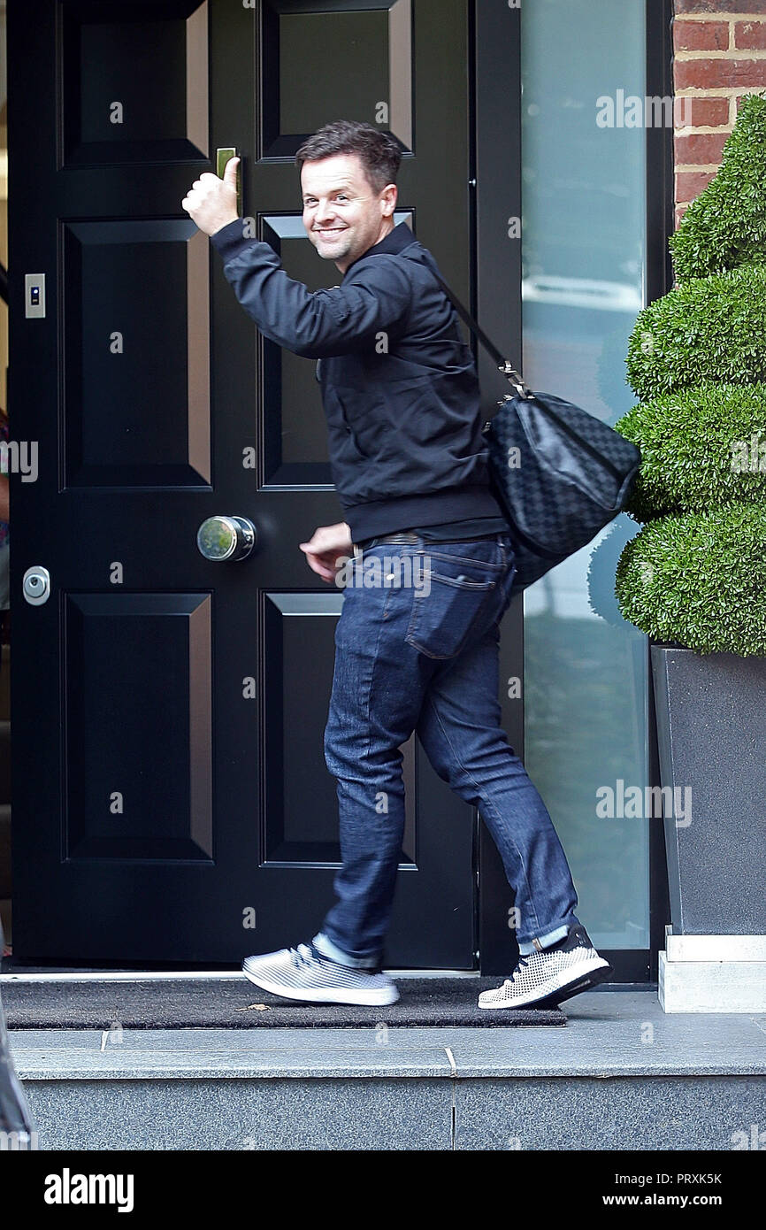 Declan Donnelly returns home after visiting his wife Ali Astall and ...