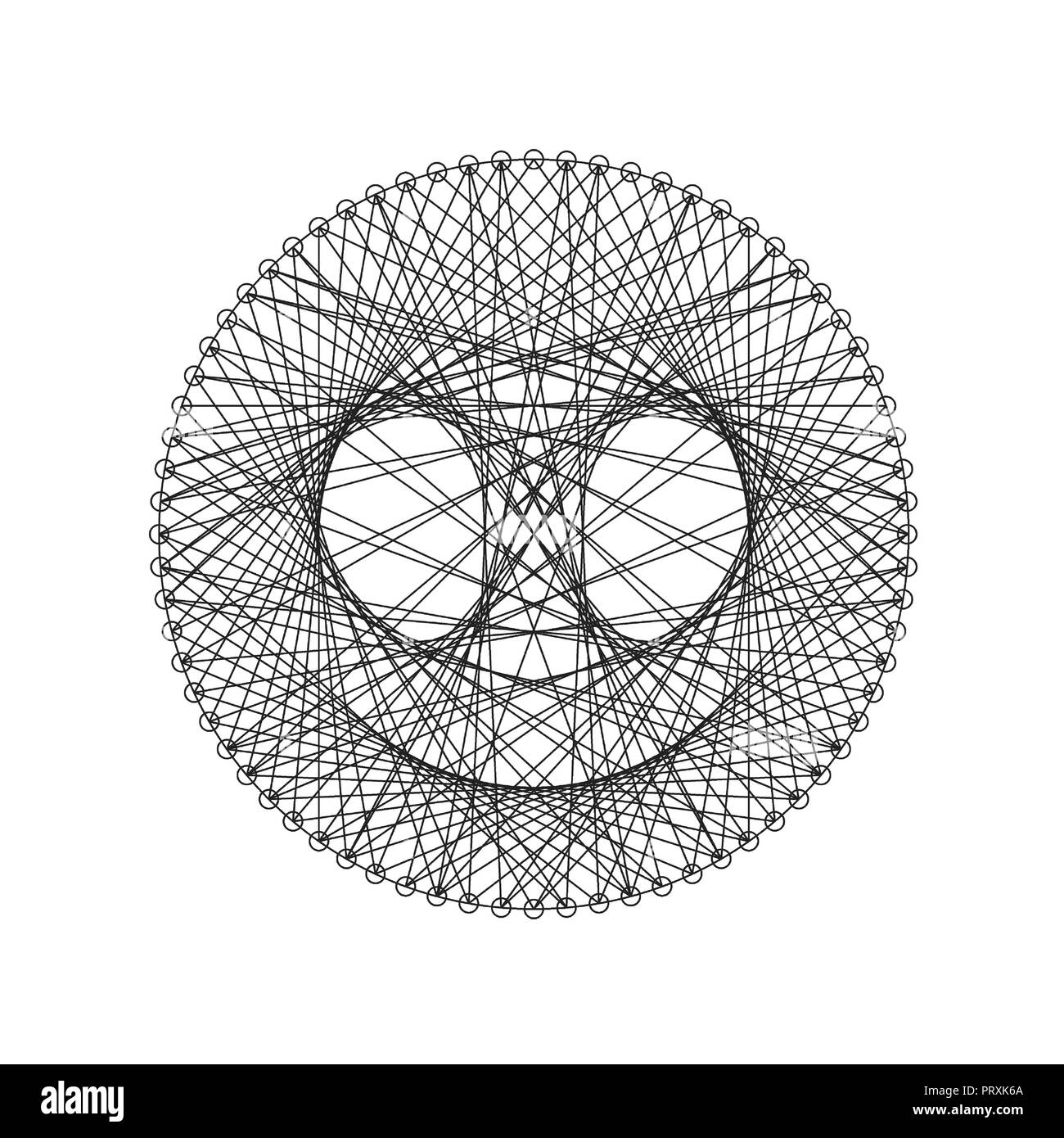lines and circles in this work are calculated and used. Each line plays an essential role in generating a general appearance Stock Vector