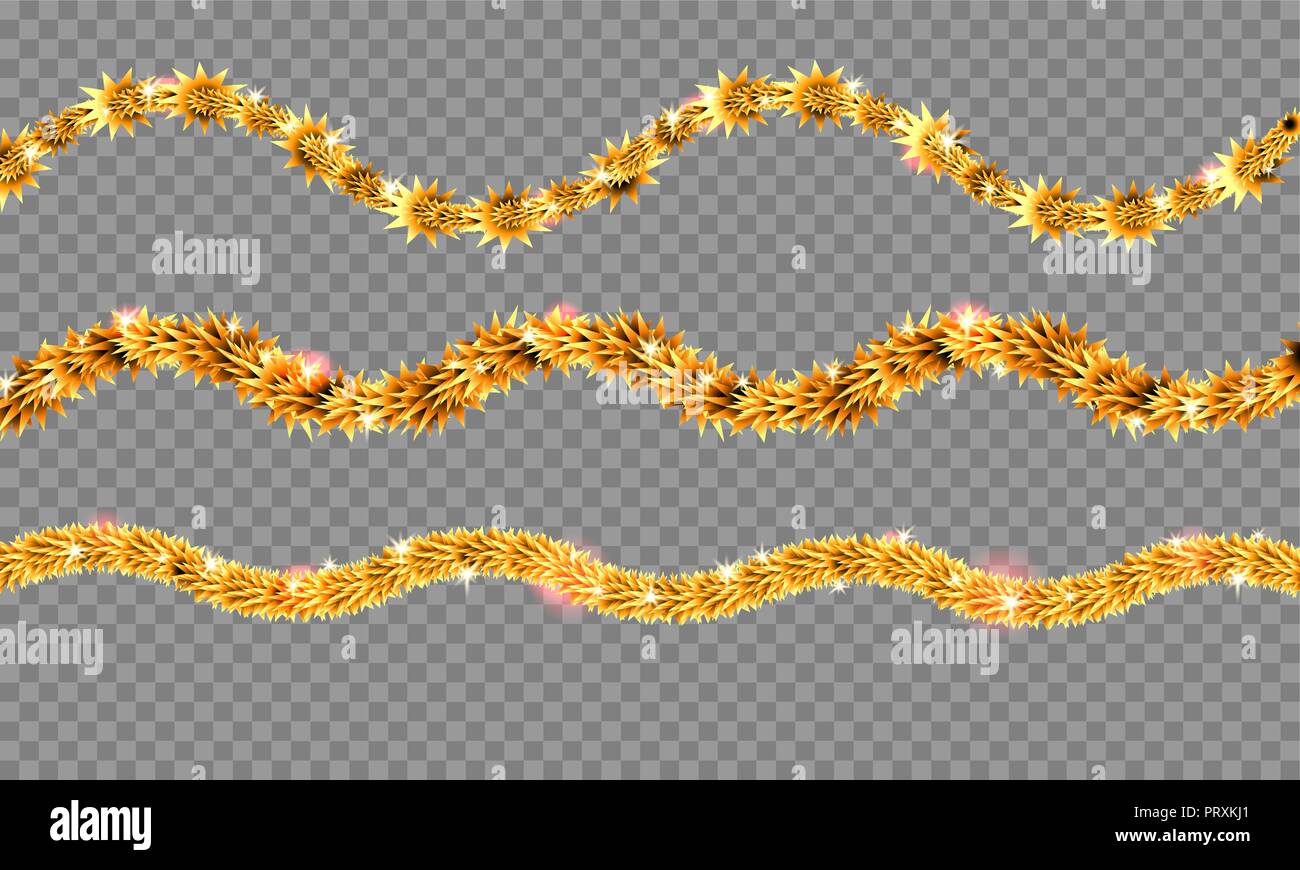 Golden tinsel set Stock Vector
