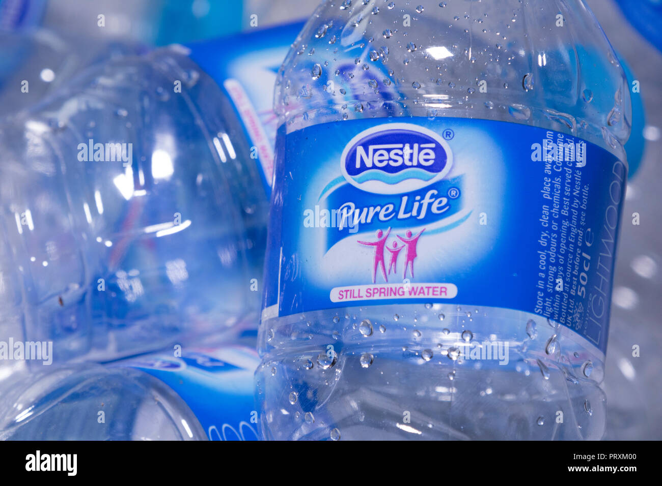 Empty plastic water bottles, England, UK Stock Photo