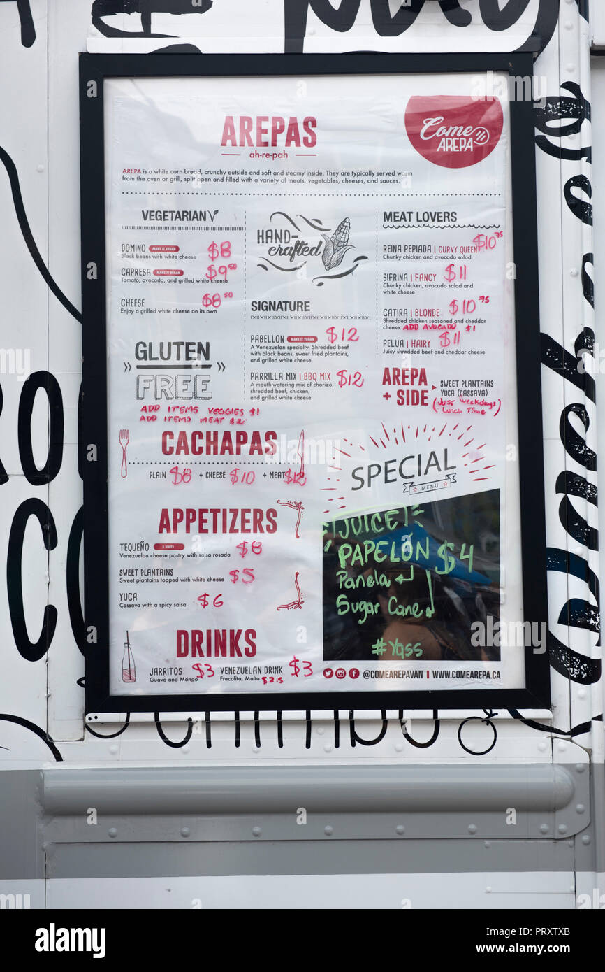Aps Menu Apes menu on a mobile food truck Stock Photo - Alamy