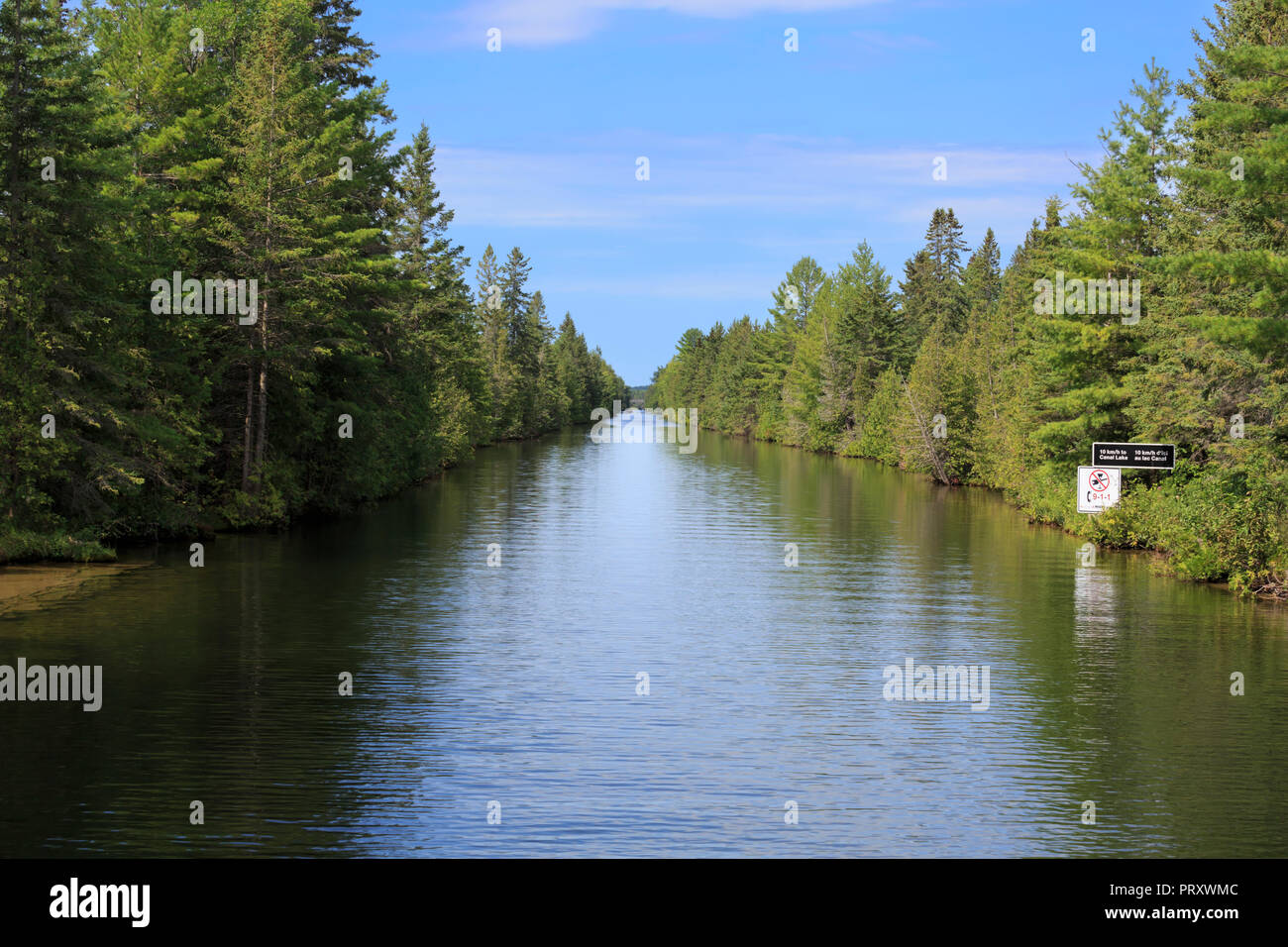 Narrow cut on the Trent Severn Waterway between Mitchell Lake and Canal Lake Stock Photo