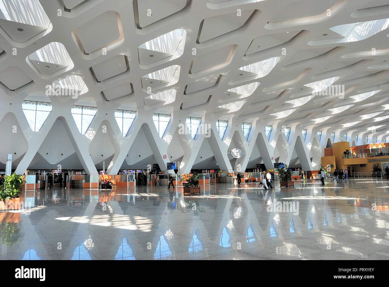 MARRAKESH,MOROCCO-MARCH 07,2009:  Interior of the departure hall of the international airport of Marrakesh Menara in Morocco Stock Photo