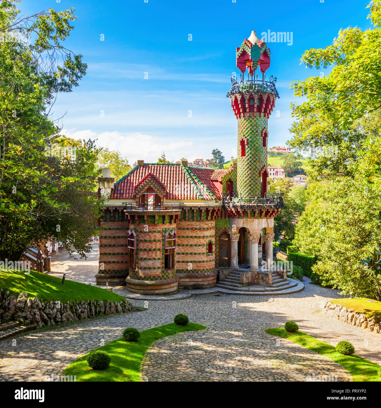 El Capricho is a building, designed by Antoni Gaudi, located in in Comillas in Cantabria region of Spain Stock Photo