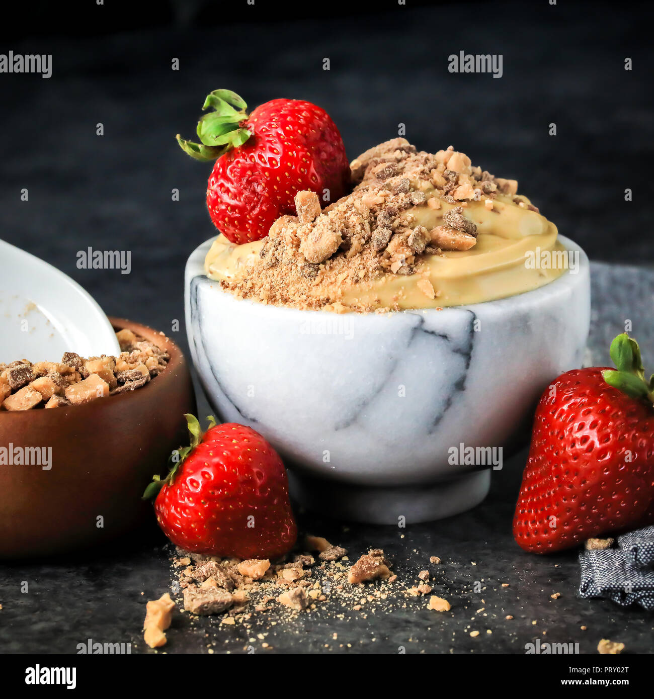 Creamy Chocolate English Toffee Fruit Dip made with 3 ingredients