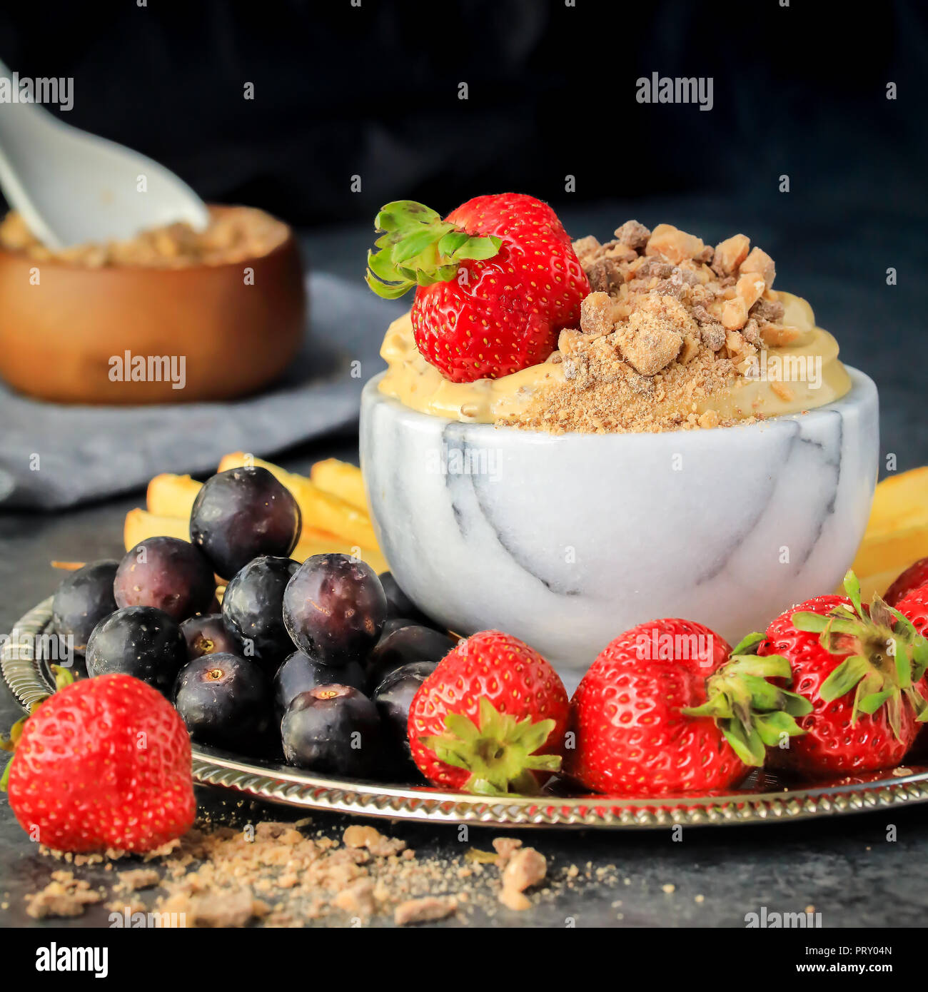 Creamy Chocolate English Toffee Fruit Dip made with 3 ingredients ...