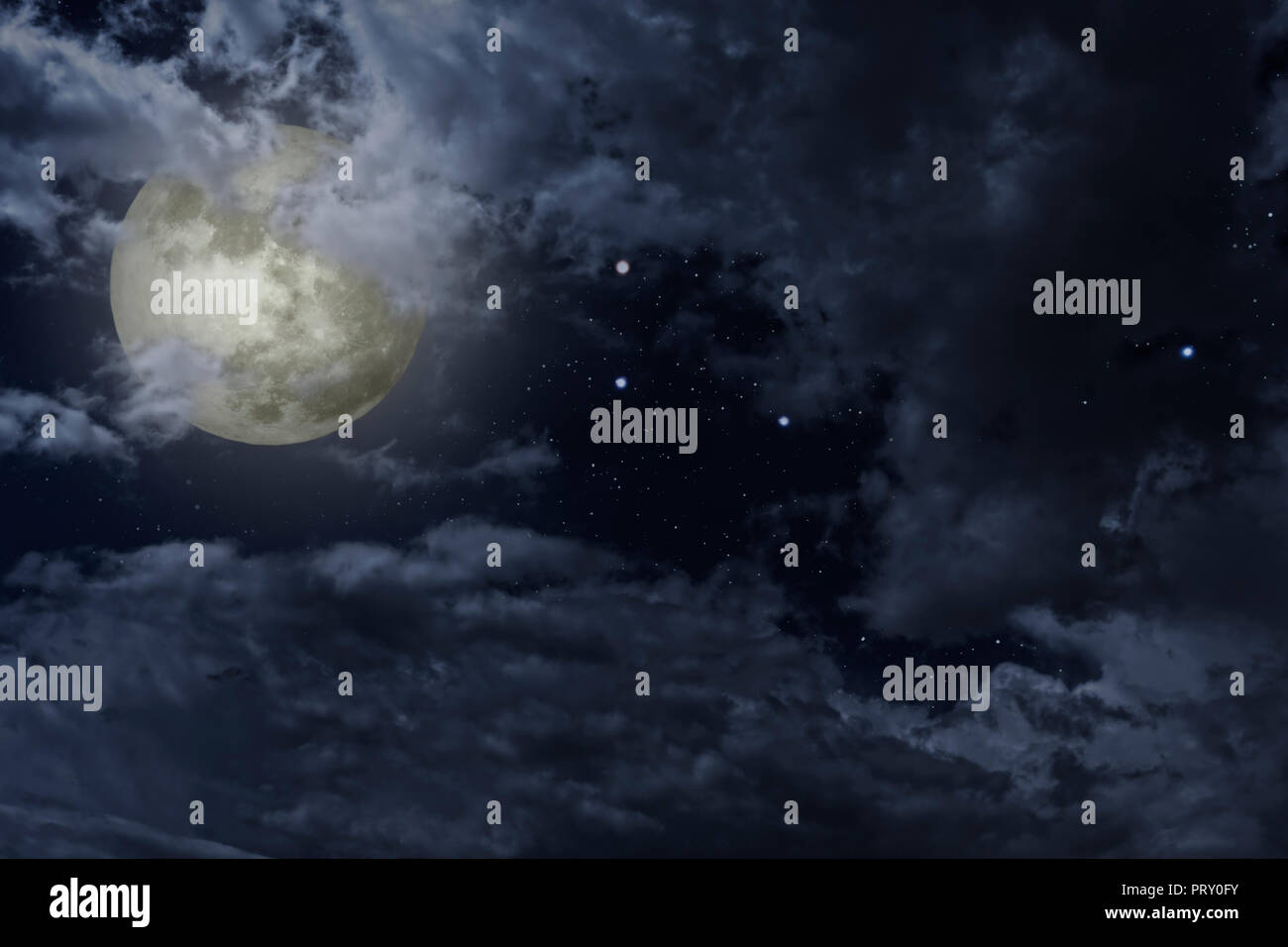Full Moon Night Sky With Clouds And Stars Stock Photo 221254655 Alamy