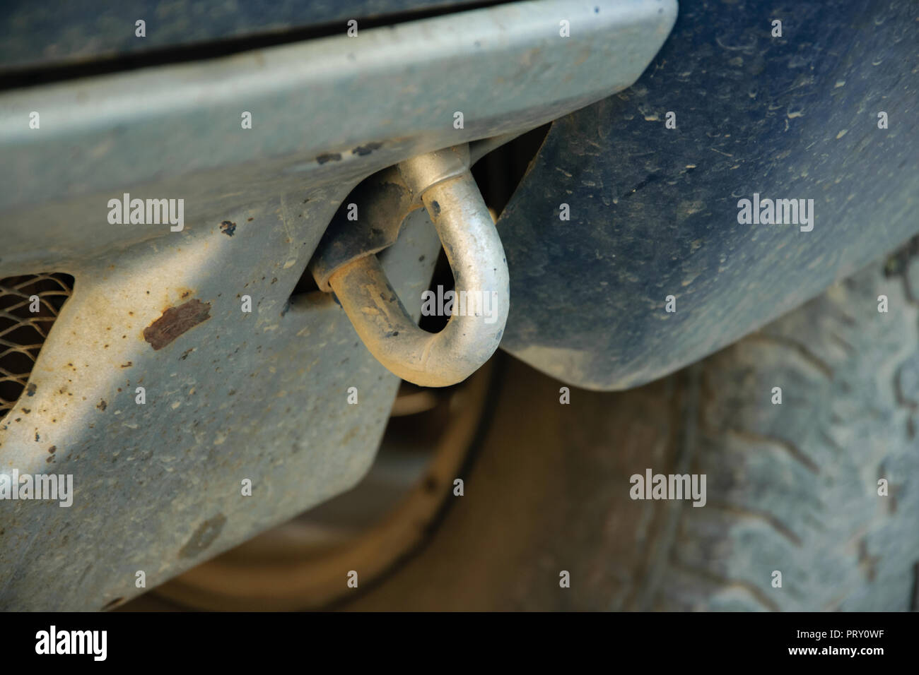 Hook part in the car to tow another car Stock Photo Alamy