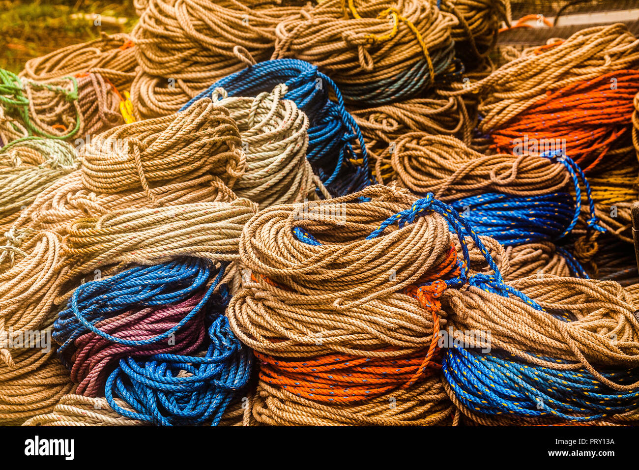 Rope Coils Monhegan Island, Maine, USA Stock Photo Alamy