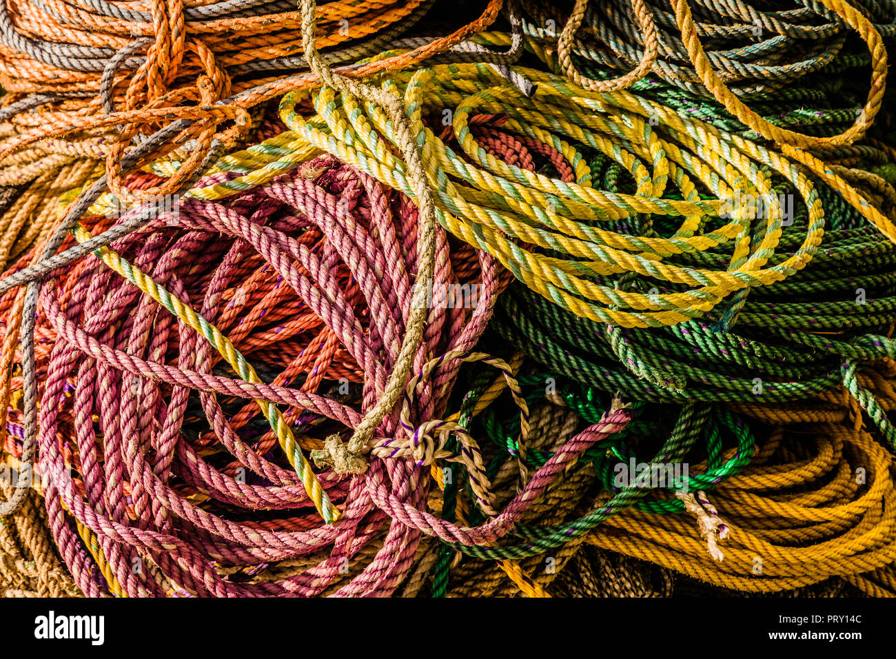 Rope Coils Monhegan Island, Maine, USA Stock Photo Alamy
