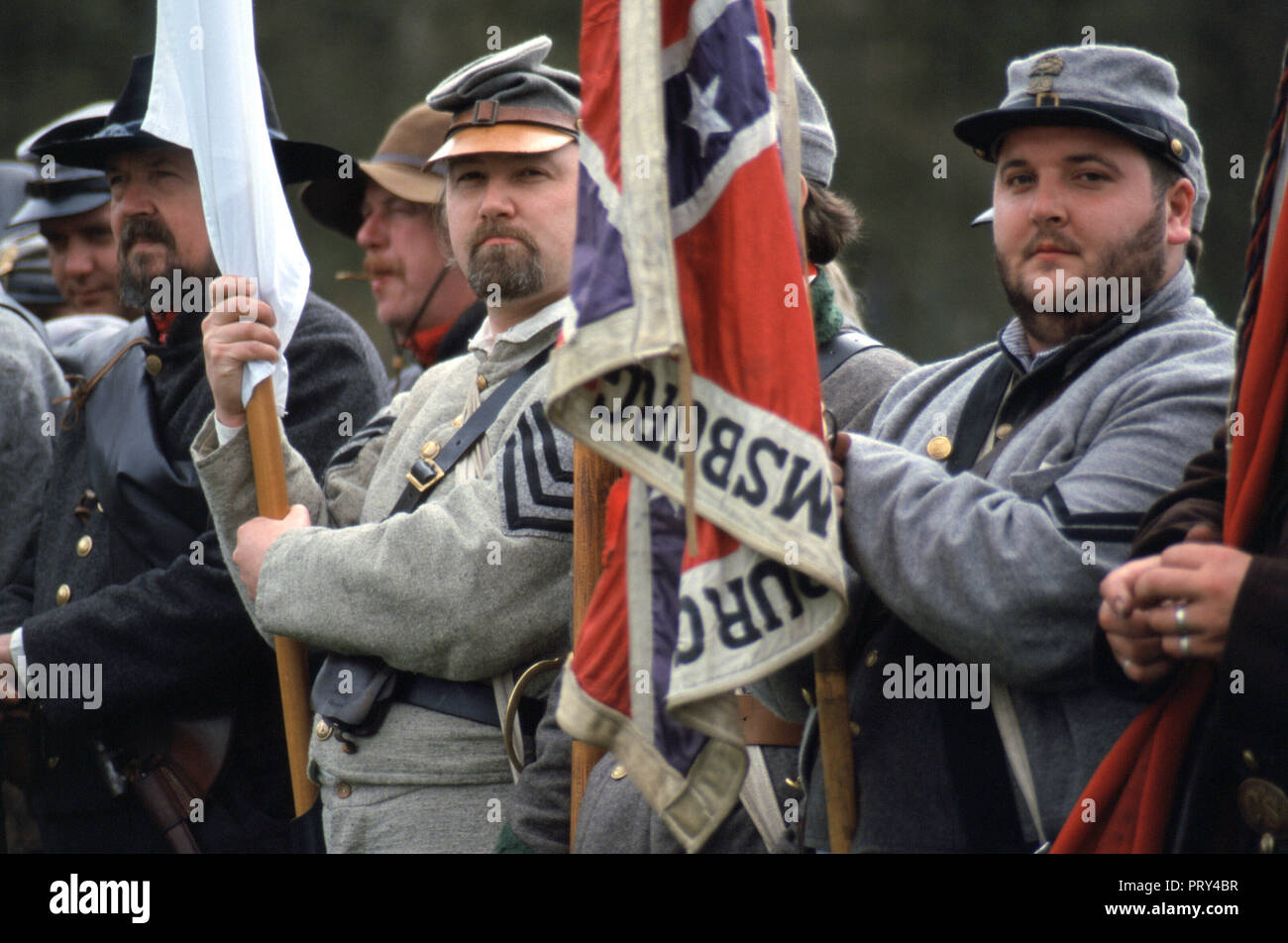 Confederate Standard Bearers (Reenactors Stock Photo Alamy