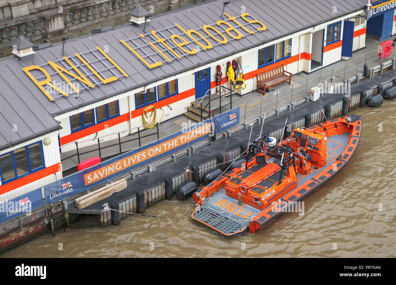 E Class lifeboat 'Hurley Burley', River Thames RNLI lifeboat pier Tower