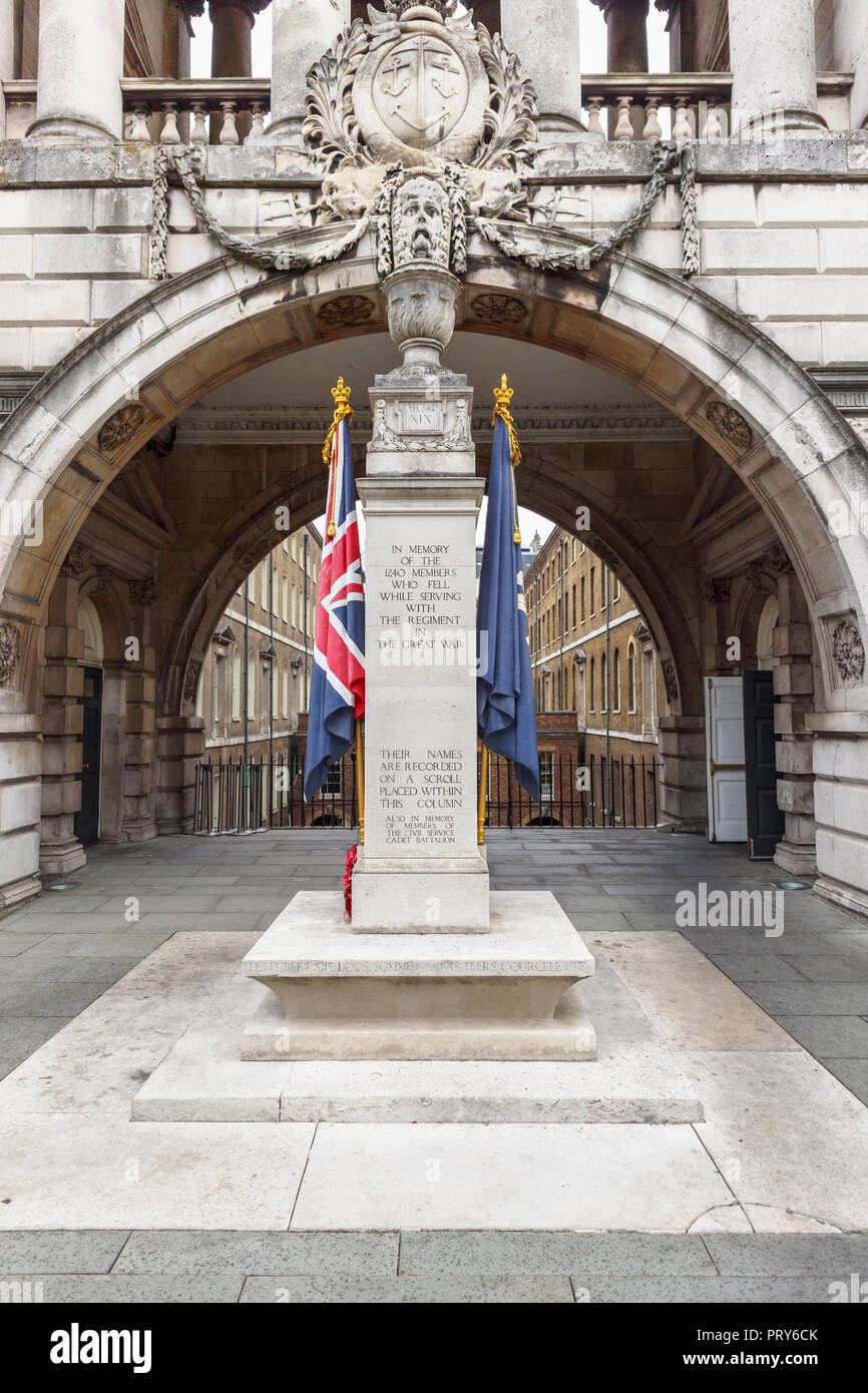 Civil Service Rifles War Memorial, a First World War memorial designed by Edwin Lutyens on Somerset House Riverside Terrace, Strand, London WC2