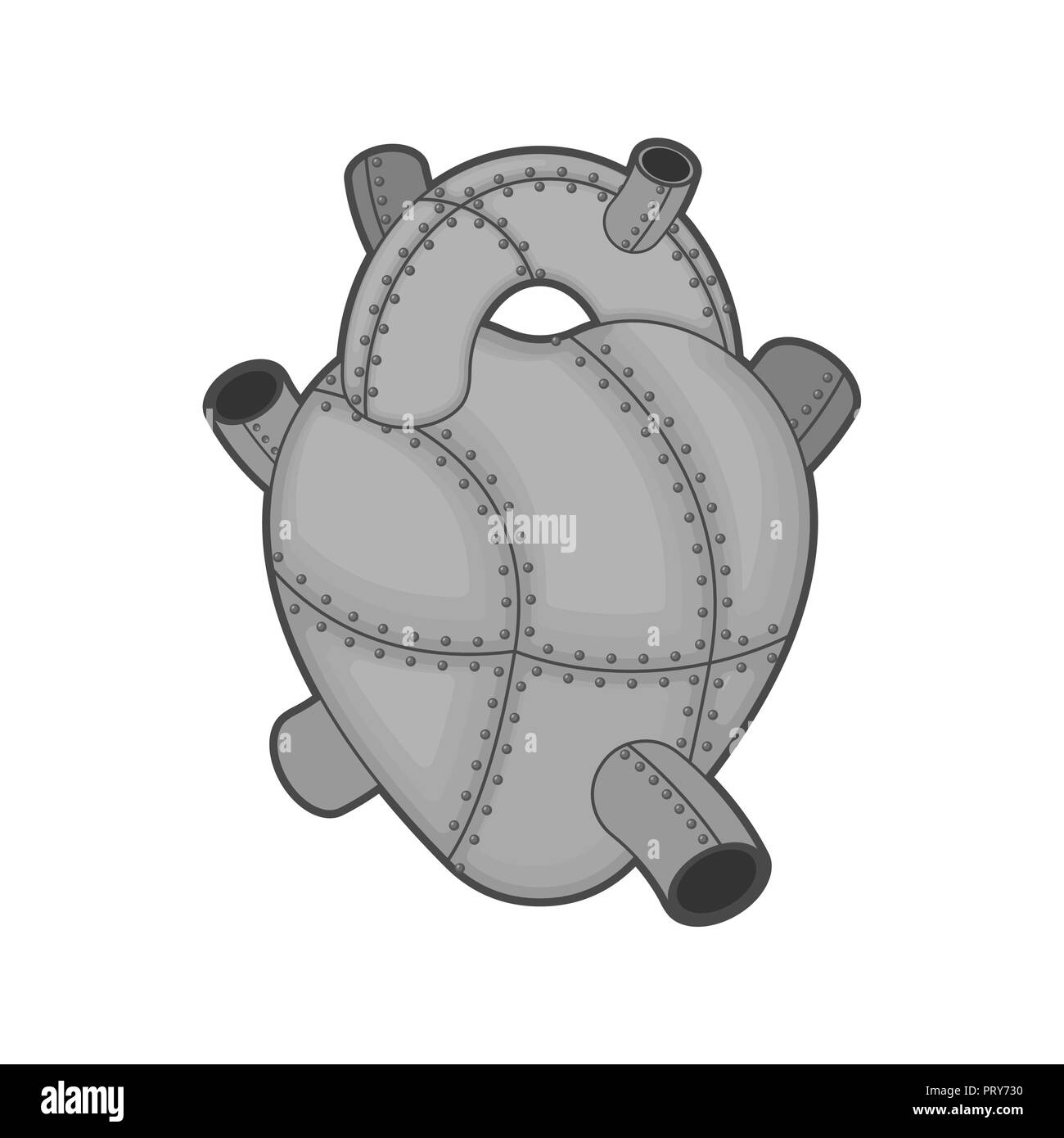 Iron heart isolated. Metal internal organ. Steel Stock Vector Image