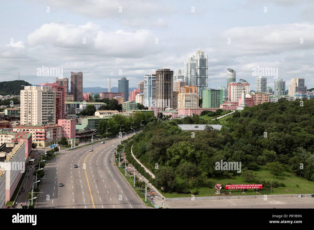 Aerial view of Pyongyang Stock Photo