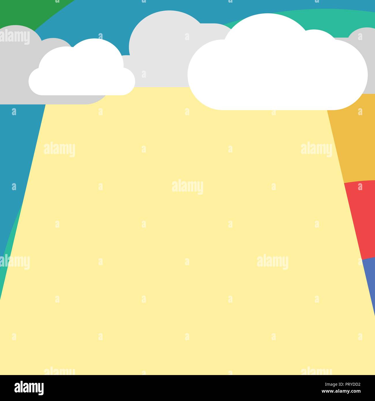Flat design business Vector Illustration concept Empty template copy space Posters coupons promotional material. Blank Clouds Halftone above Empty Ver Stock Vector