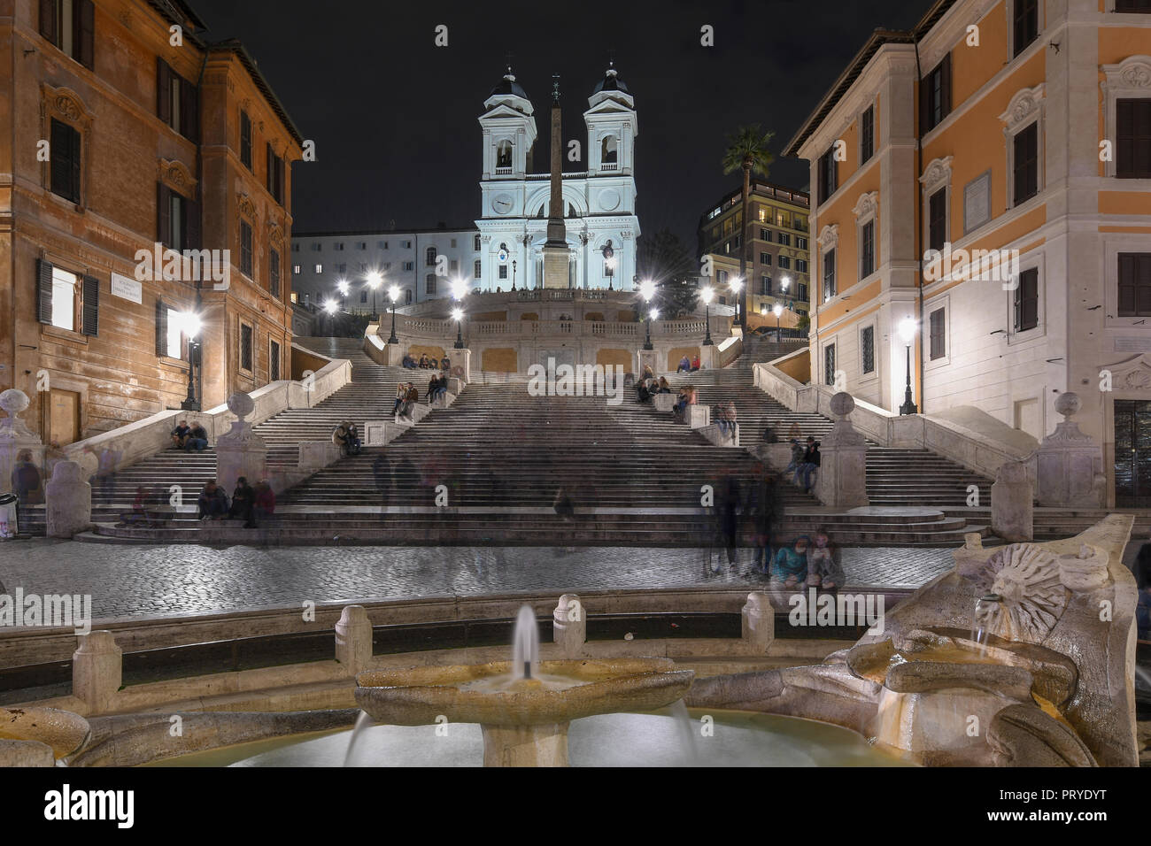 The Spanish Steps, seen at night from Piazza di Spagna in Rome, Italy ...