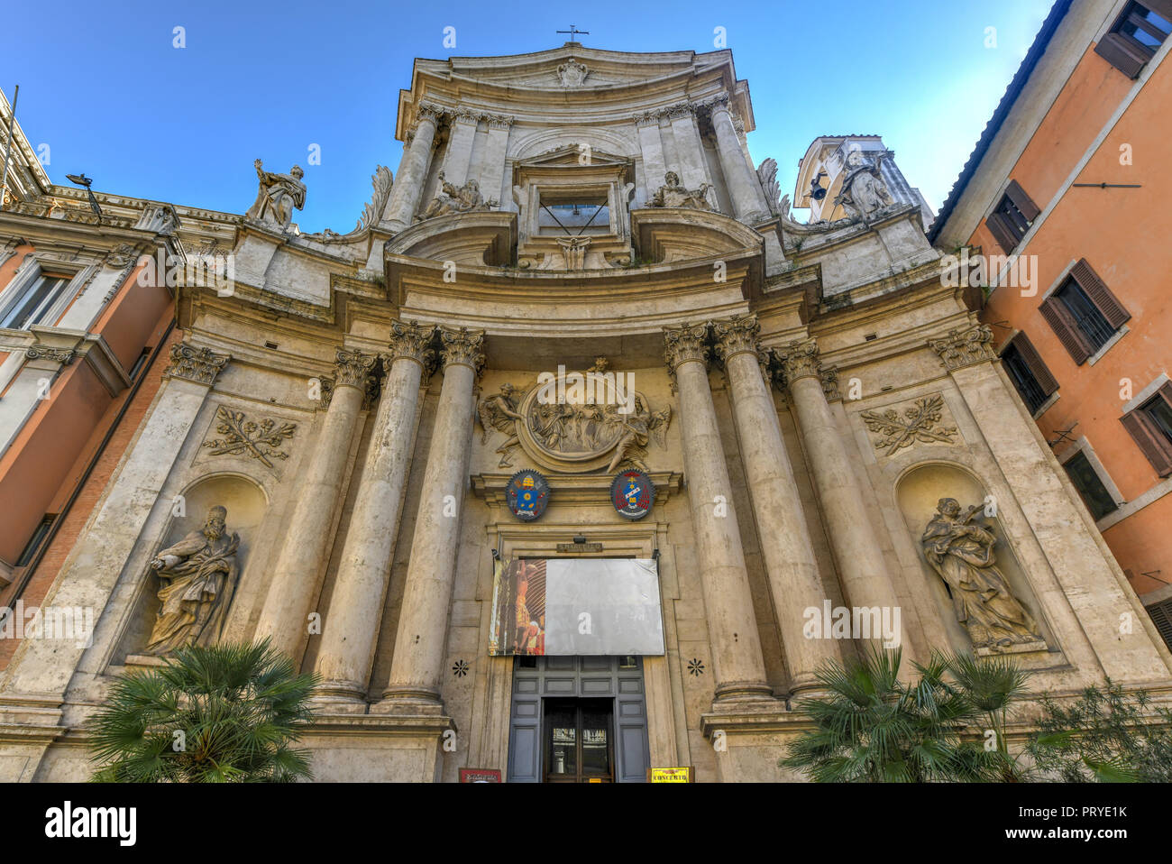 San Marcello al Corso church, 18th century in Rome, Italy. Stock Photo