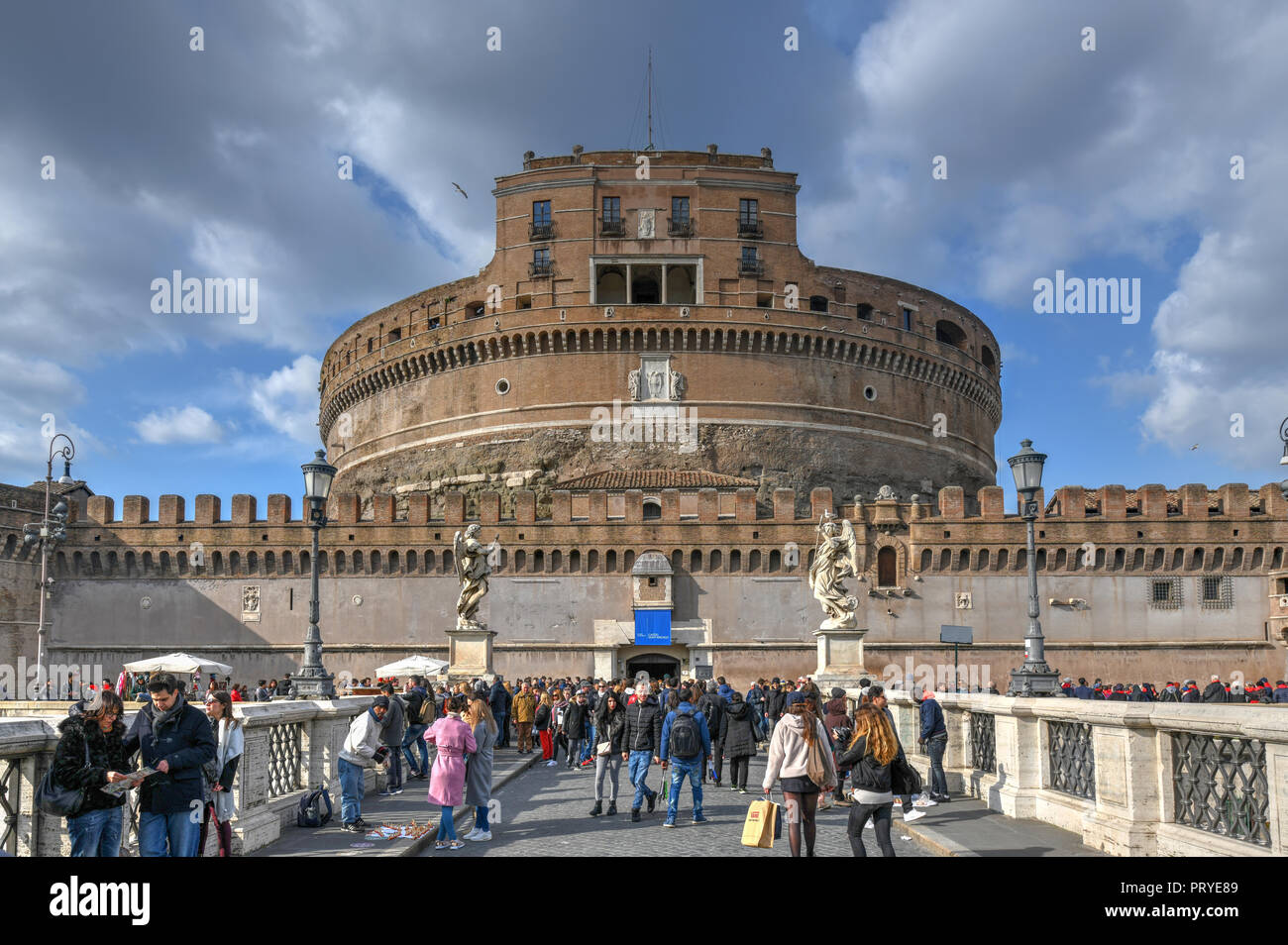 Rome, Italy - March 24, 2018: Castel Sant'Angelo or Castle of Holy Angel, Rome, Italy. Castel Sant'Angelo is one of the main travel destinations in Eu Stock Photo