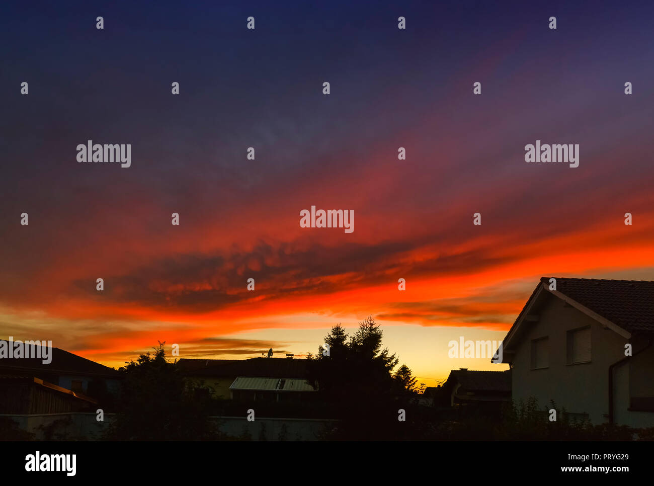 Red sky sunset Stock Photo