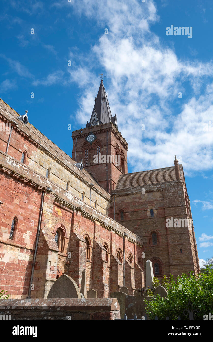 Romanesque-Norman Cathedral St. Magnus, 12th century, Kirkwall, Mainland, Orkney Islands, Scotland, Great Britain Stock Photo