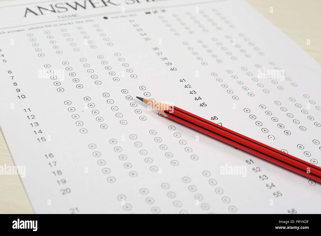 Picture of blank omr sheet and pencil. Stock Photo
