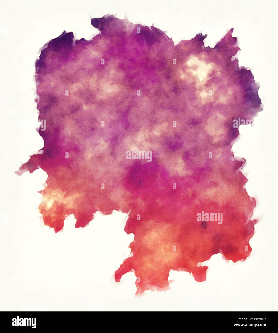 Hunan Colour Hunan province watercolor map of China in front of a white background ...