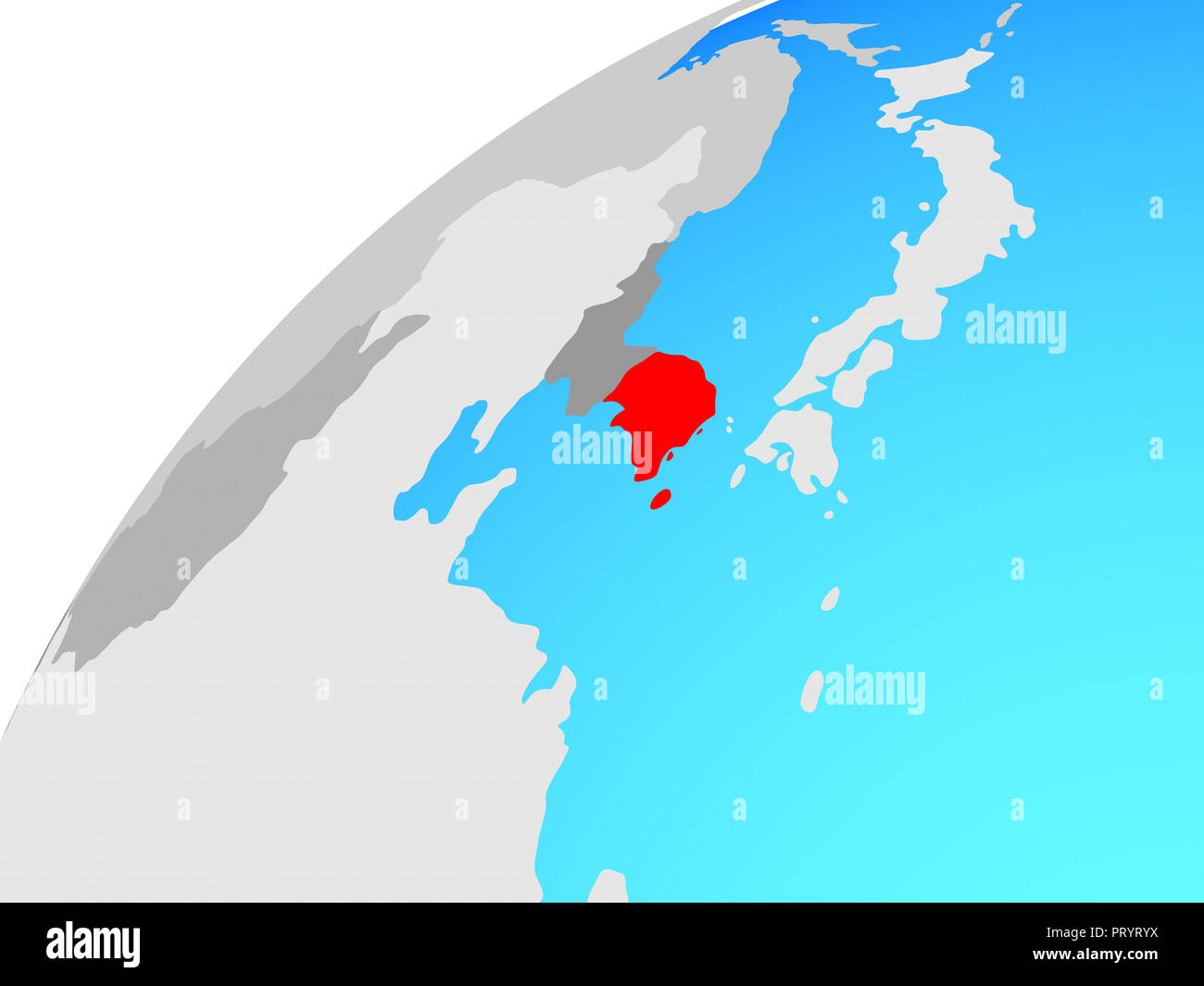South Korea on globe. 3D illustration Stock Photo - Alamy