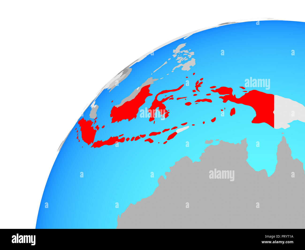 Indonesia on globe. 3D illustration. Stock Photo